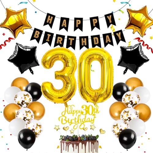 Anlgdi Schwarz Gold 30. Geburtstag Dekoration, Luftballon 30. Geburtstag Mann Deko, Blau Tortendeko Geburtstags 30Jahre Männer, Deko 30. Geburtstags Frauen, Folienballon 30 Dekoration Anlgdi Schwarz Gold 30. Geburtstag Dekoration, Luftballon 30. Geburtstag Mann Deko, Blau Tortendeko Geburtstags 30Jahre Männer, Deko 30. Geburtstags Frauen, Folienballon 30 Dekoration von Anlgdi