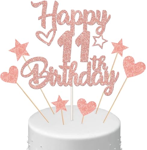 Anlgdi Tortendeko 11. Geburtstag Mädchen, Kuchendeko 11. Geburtstag Mädchen, Kuchen Topper Happy 11th Birthday Roségold, Cake Topper 11 Jahr Torte Kuchen Deko für Geburstagstorte Deko 11. Kinder Anlgdi Tortendeko 11. Geburtstag Mädchen, Kuchendeko 11. Geburtstag Mädchen, Kuchen Topper Happy 11th Birthday Roségold, Cake Topper 11 Jahr Torte Kuchen Deko für Geburstagstorte Deko 11. Kinder von Anlgdi