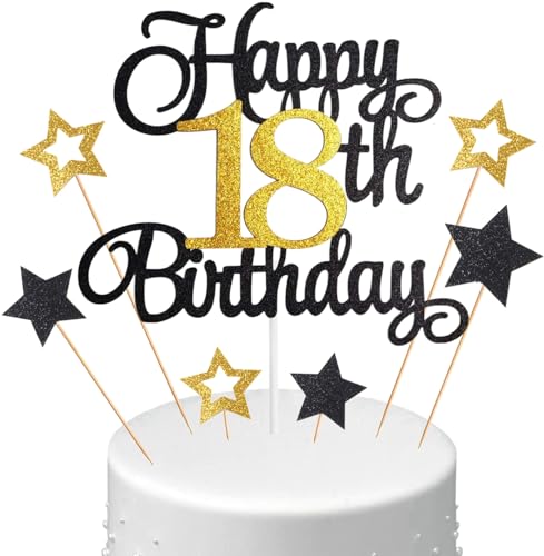 Anlgdi Tortendeko 18. Geburtstag Junge, Kuchen Topper 18. Geburtstag Mädchen, Cake Topper Happy 18th Birthday, Glitzer Cake Topper 18. Jahr Torte Kuchen Deko für Geburstagstorte Deko 18. Kinder Anlgdi Tortendeko 18. Geburtstag Junge, Kuchen Topper 18. Geburtstag Mädchen, Cake Topper Happy 18th Birthday, Glitzer Cake Topper 18. Jahr Torte Kuchen Deko für Geburstagstorte Deko 18. Kinder von Anlgdi