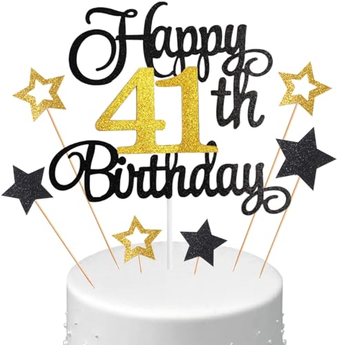 Anlgdi Tortendeko 41. Geburtstag Mann, Kuchen Topper 41. Geburtstag Frau, Cake Topper Happy 41th Birthday, Glitzer Cake Topper 41. Jahr Torte Kuchen Deko für Geburstagstorte Deko 41. Männer Frauen Anlgdi Tortendeko 41. Geburtstag Mann, Kuchen Topper 41. Geburtstag Frau, Cake Topper Happy 41th Birthday, Glitzer Cake Topper 41. Jahr Torte Kuchen Deko für Geburstagstorte Deko 41. Männer Frauen von Anlgdi