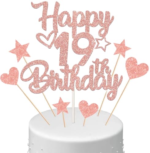 Anlgdi Tortendeko 19. Geburtstag Mädchen, Kuchendeko 19. Geburtstag Mädchen, Kuchen Topper Happy 19th Birthday Roségold, Cake Topper 19 Jahr Torte Kuchen Deko für Geburstagstorte Deko 19. Kinder Anlgdi Tortendeko 19. Geburtstag Mädchen, Kuchendeko 19. Geburtstag Mädchen, Kuchen Topper Happy 19th Birthday Roségold, Cake Topper 19 Jahr Torte Kuchen Deko für Geburstagstorte Deko 19. Kinder von Anlgdi