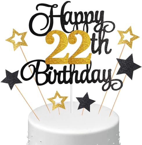 Anlgdi Tortendeko 22. Geburtstag Mann, Kuchen Topper 22. Geburtstag Frau, Cake Topper Happy 22th Birthday, Glitzer Cake Topper 22. Jahr Torte Kuchen Deko für Geburstagstorte Deko 22. Männer Frauen Anlgdi Tortendeko 22. Geburtstag Mann, Kuchen Topper 22. Geburtstag Frau, Cake Topper Happy 22th Birthday, Glitzer Cake Topper 22. Jahr Torte Kuchen Deko für Geburstagstorte Deko 22. Männer Frauen von Anlgdi