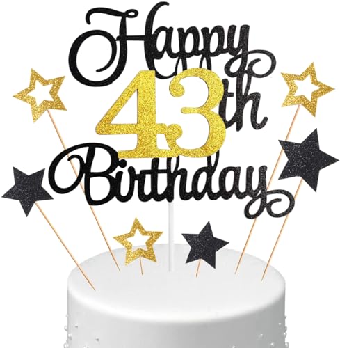 Anlgdi Tortendeko 43. Geburtstag Mann, Kuchen Topper 43. Geburtstag Frau, Cake Topper Happy 43th Birthday, Glitzer Cake Topper 43. Jahr Torte Kuchen Deko für Geburstagstorte Deko 43. Männer Frauen Anlgdi Tortendeko 43. Geburtstag Mann, Kuchen Topper 43. Geburtstag Frau, Cake Topper Happy 43th Birthday, Glitzer Cake Topper 43. Jahr Torte Kuchen Deko für Geburstagstorte Deko 43. Männer Frauen von Anlgdi
