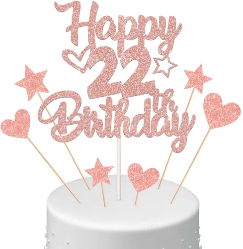 Anlgdi Tortendeko Happy Birthday Deko Kuchendeko 22. Geburtstag Frau, Kuchen Topper Happy 22th Birthday Roségold, Cake Topper 22 Jahre Torte Kuchen Deko für Geburstagstorte Deko 22. Frauen Anlgdi Tortendeko Happy Birthday Deko Kuchendeko 22. Geburtstag Frau, Kuchen Topper Happy 22th Birthday Roségold, Cake Topper 22 Jahre Torte Kuchen Deko für Geburstagstorte Deko 22. Frauen von Anlgdi