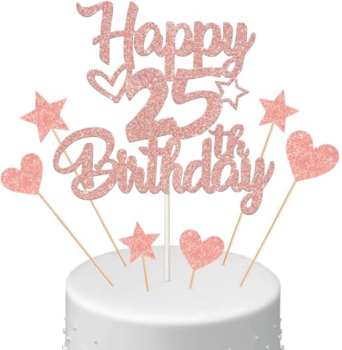 Anlgdi Tortendeko Happy Birthday Deko Kuchendeko 25. Geburtstag Frau, Kuchen Topper Happy 25th Birthday Roségold, Cake Topper 25 Jahre Torte Kuchen Deko für Geburstagstorte Deko 25. Frauen Anlgdi Tortendeko Happy Birthday Deko Kuchendeko 25. Geburtstag Frau, Kuchen Topper Happy 25th Birthday Roségold, Cake Topper 25 Jahre Torte Kuchen Deko für Geburstagstorte Deko 25. Frauen von Anlgdi