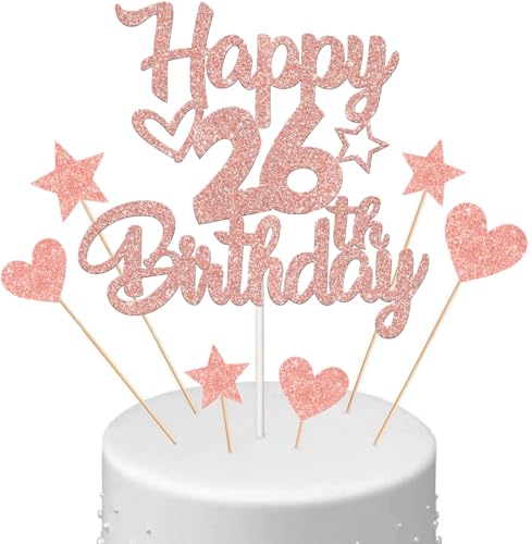 Anlgdi Tortendeko Happy Birthday Deko Kuchendeko 26. Geburtstag Frau, Kuchen Topper Happy 26th Birthday Roségold, Cake Topper 26 Jahre Torte Kuchen Deko für Geburstagstorte Deko 26. Frauen Anlgdi Tortendeko Happy Birthday Deko Kuchendeko 26. Geburtstag Frau, Kuchen Topper Happy 26th Birthday Roségold, Cake Topper 26 Jahre Torte Kuchen Deko für Geburstagstorte Deko 26. Frauen von Anlgdi