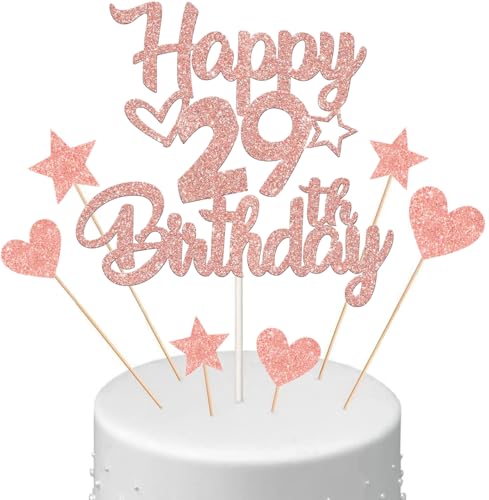 Anlgdi Tortendeko Happy Birthday Deko Kuchendeko 29. Geburtstag Frau, Kuchen Topper Happy 29th Birthday Roségold, Cake Topper 29 Jahre Torte Kuchen Deko für Geburstagstorte Deko 29. Frauen Anlgdi Tortendeko Happy Birthday Deko Kuchendeko 29. Geburtstag Frau, Kuchen Topper Happy 29th Birthday Roségold, Cake Topper 29 Jahre Torte Kuchen Deko für Geburstagstorte Deko 29. Frauen von Anlgdi