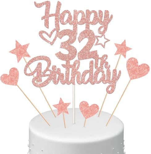 Anlgdi Tortendeko Happy Birthday Deko Kuchendeko 32. Geburtstag Frau, Kuchen Topper Happy 32th Birthday Roségold, Cake Topper 32 Jahre Torte Kuchen Deko für Geburstagstorte Deko 32. Frauen Anlgdi Tortendeko Happy Birthday Deko Kuchendeko 32. Geburtstag Frau, Kuchen Topper Happy 32th Birthday Roségold, Cake Topper 32 Jahre Torte Kuchen Deko für Geburstagstorte Deko 32. Frauen von Anlgdi