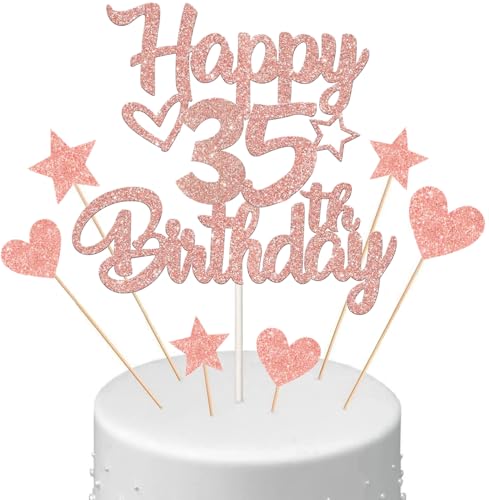 Anlgdi Tortendeko Happy Birthday Deko Kuchendeko 35. Geburtstag Frau, Kuchen Topper Happy 35th Birthday Roségold, Cake Topper 35 Jahre Torte Kuchen Deko für Geburstagstorte Deko 35. Frauen Anlgdi Tortendeko Happy Birthday Deko Kuchendeko 35. Geburtstag Frau, Kuchen Topper Happy 35th Birthday Roségold, Cake Topper 35 Jahre Torte Kuchen Deko für Geburstagstorte Deko 35. Frauen von Anlgdi