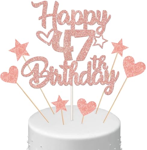 Anlgdi Tortendeko Happy Birthday Deko Kuchendeko 47. Geburtstag Frau, Kuchen Topper Happy 47th Birthday Roségold, Cake Topper 47 Jahre Torte Kuchen Deko für Geburstagstorte Deko 47. Frauen Anlgdi Tortendeko Happy Birthday Deko Kuchendeko 47. Geburtstag Frau, Kuchen Topper Happy 47th Birthday Roségold, Cake Topper 47 Jahre Torte Kuchen Deko für Geburstagstorte Deko 47. Frauen von Anlgdi