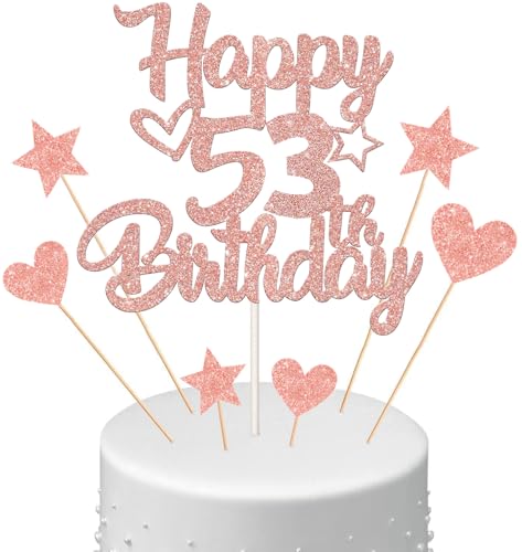 Anlgdi Tortendeko Happy Birthday Deko Kuchendeko 53. Geburtstag Frau, Kuchen Topper Happy 53th Birthday Roségold, Cake Topper 53 Jahre Torte Kuchen Deko für Geburstagstorte Deko 53. Frauen Anlgdi Tortendeko Happy Birthday Deko Kuchendeko 53. Geburtstag Frau, Kuchen Topper Happy 53th Birthday Roségold, Cake Topper 53 Jahre Torte Kuchen Deko für Geburstagstorte Deko 53. Frauen von Anlgdi