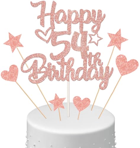 Anlgdi Tortendeko Happy Birthday Deko Kuchendeko 54. Geburtstag Frau, Kuchen Topper Happy 54th Birthday Roségold, Cake Topper 54 Jahre Torte Kuchen Deko für Geburstagstorte Deko 54. Frauen Anlgdi Tortendeko Happy Birthday Deko Kuchendeko 54. Geburtstag Frau, Kuchen Topper Happy 54th Birthday Roségold, Cake Topper 54 Jahre Torte Kuchen Deko für Geburstagstorte Deko 54. Frauen von Anlgdi