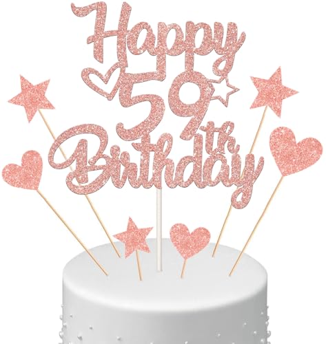 Anlgdi Tortendeko Happy Birthday Deko Kuchendeko 59. Geburtstag Frau, Kuchen Topper Happy 59th Birthday Roségold, Cake Topper 59 Jahre Torte Kuchen Deko für Geburstagstorte Deko 59. Frauen Anlgdi Tortendeko Happy Birthday Deko Kuchendeko 59. Geburtstag Frau, Kuchen Topper Happy 59th Birthday Roségold, Cake Topper 59 Jahre Torte Kuchen Deko für Geburstagstorte Deko 59. Frauen von Anlgdi
