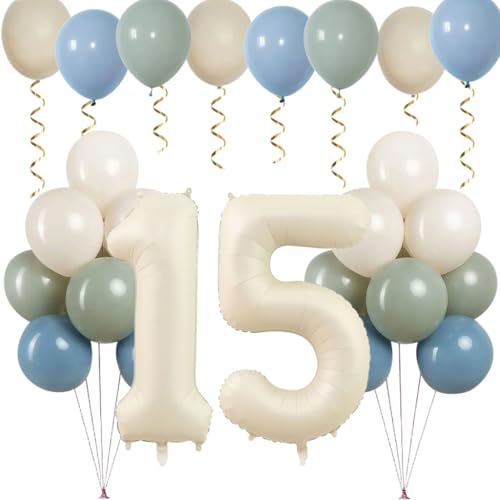 Anlgdi Weiß Luftballon 15, 24 Stück 12 Zoll Latex Ballons, Ballon 15. Geburtstag Deko Junge, Geburtstagsdeko 15 Jahre Kinder, Folienballon Zahlen 15, Blau Helium Ballon für 15. Geburtstag Party Deko Anlgdi Weiß Luftballon 15, 24 Stück 12 Zoll Latex Ballons, Ballon 15. Geburtstag Deko Junge, Geburtstagsdeko 15 Jahre Kinder, Folienballon Zahlen 15, Blau Helium Ballon für 15. Geburtstag Party Deko von Anlgdi