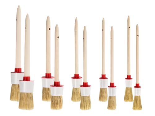 Anlising 10PCS Borstenpinsel Rundpinsel Set, Holz Rundpinsel Pinsel, 20/25/30/35/40MM, Wachs Pinsel Rundpinsel Kreide,Ringpinsel Lackpinsel,Rundpinsel Lackierpinsel Helle Borste,für Motor,Möbeln,Malen Anlising 10PCS Borstenpinsel Rundpinsel Set, Holz Rundpinsel Pinsel, 20/25/30/35/40MM, Wachs Pinsel Rundpinsel Kreide,Ringpinsel Lackpinsel,Rundpinsel Lackierpinsel Helle Borste,für Motor,Möbeln,Malen von Anlising
