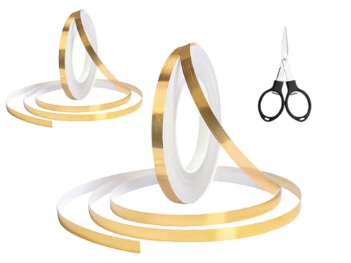 Anlising Selbstklebende Metallic Klebeband, 2PCS Gold klebeband Zierstreifen, Senden Klappschere, 1CM x 50M, Bodenfliesen Goldfolie Linien, Craft Dekorative Klebeband, für Boden, Wände, Handwerke Anlising Selbstklebende Metallic Klebeband, 2PCS Gold klebeband Zierstreifen, Senden Klappschere, 1CM x 50M, Bodenfliesen Goldfolie Linien, Craft Dekorative Klebeband, für Boden, Wände, Handwerke von Anlising