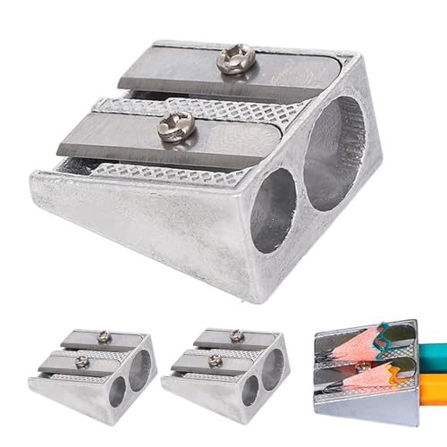 4 Stücke Metalldoppelspitzer - Bleistiftspitzer 2 Loch - Doppelspitzer Doppelklinge Bleistiftspitzer Handheld Metall Bleistiftspitzer Für Familie Schule Büro von Anloximt