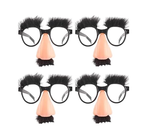 Anloximt 4Pack Brille mit Nase Schnurrbart Verkleidungsbrille mit lustiger Nase große Nase Brille Favors für Halloween Geburtstagspartys Kostü Anloximt 4Pack Brille mit Nase Schnurrbart Verkleidungsbrille mit lustiger Nase große Nase Brille Favors für Halloween Geburtstagspartys Kostü von Anloximt
