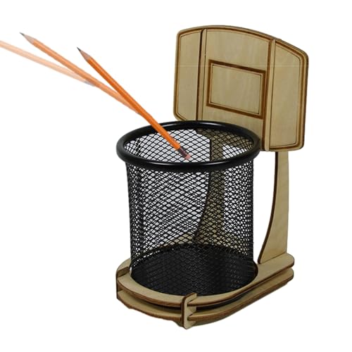 Anloximt Basketball-Ständer, Stiftebecher, Schreibtisch-Mesh-Stifthalter,Stifthalter aus Holz für den Schreibtisch - Schreibzubehör. Auffälliger Stifthalter für Füllfederhalter, Radiergummi, Schere von Anloximt