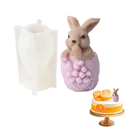 Anloximt Osterei Kaninchen Silikonform - 3D Ei Silikon Kerzenform, Kerzen Gießformen Hase Kaninchen Für DIY Seife, Kerzen, Keks, Schokoladenkuchen, Ostern Haus Dekoration von Anloximt