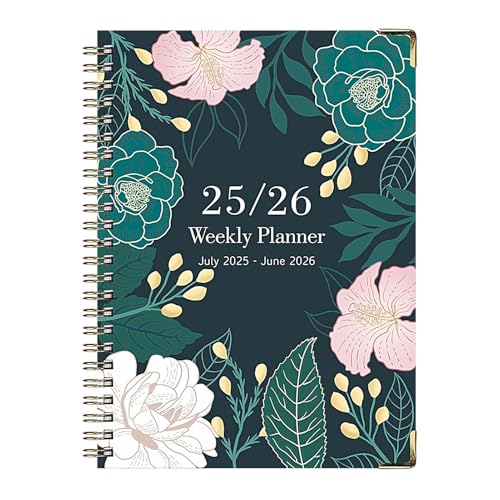 Anloximt Ringbuch - Spiralnotizbuch - A5 Ästhetisches Dickes Planer Und Tagebuch Mit Blumenmuster Für Juli 2025 Bis Juni 2026 Notizblock Für Arbeitsplatz Skizzieren Bullet Journaling Feldnotizen von Anloximt