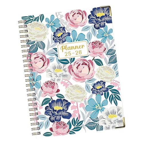 Anloximt Schreibjournale,Planer Kalender Buch | A5 Ästhetisches Dickes Planer Und Tagebuch Mit Blumenmuster Für Juli 2025 Bis Juni 2026 Notizblock Für Arbeitsplatz Skizzieren Bullet Journaling von Anloximt