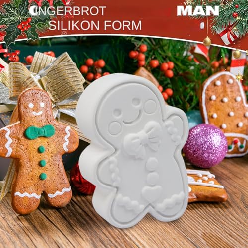 Anloximt Weihnachtsformen - Lebkuchenmann Epoxidharzformen Silikon,Bastelbedarf Für Weihnachtsdeko Kerzenwachs Gips Ton Anfänger & Erwachsene von Anloximt