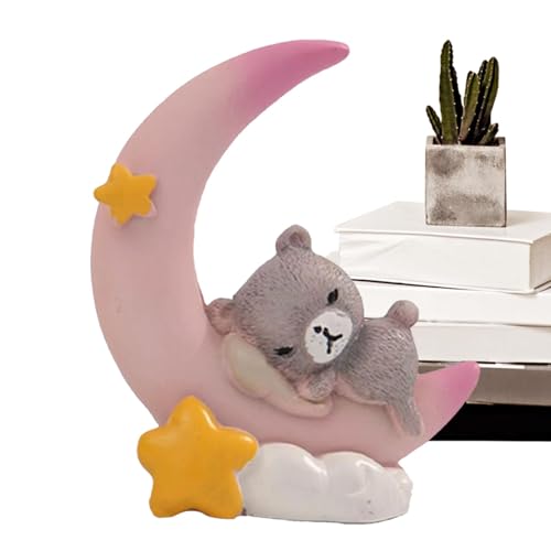 Anloximt - und Mondkuchentopper, Bär schlafen auf Mondkuchen Topper - Harzfigur Wohnkultur | Desktop Mondstatue -Orament für Babyparty, Harz -Figur -Kuchendekoration von Anloximt