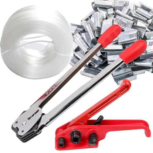 Komplettes Palettenband-Set mit Spanner & Versiegelung - 13 mm x 100 m Umreifungsband + 50 Metalldichtungen - Schwerlastverpackungswerkzeug für sicheren Versand, Umzug, Lagerung Komplettes Palettenband-Set mit Spanner & Versiegelung - 13 mm x 100 m Umreifungsband + 50 Metalldichtungen - Schwerlastverpackungswerkzeug für sicheren Versand, Umzug, Lagerung von Anmas Power