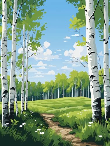 Baum Malen Nach Zahlen Erwachsene Groß 20x30cm, Malen Nach Zahlen Birke, Kreativ Set für Erwachsene, DIY Handgemalt Ölgemälde Leinwand Kit mit 3 Set Pinseln Acrylfarben, Home Wand Dekor, Rahmenlos Baum Malen Nach Zahlen Erwachsene Groß 20x30cm, Malen Nach Zahlen Birke, Kreativ Set für Erwachsene, DIY Handgemalt Ölgemälde Leinwand Kit mit 3 Set Pinseln Acrylfarben, Home Wand Dekor, Rahmenlos von Anmiong