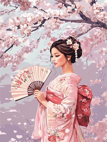 japanische Frau Malen Nach Zahlen Erwachsene Groß 30x40cm,Malen Nach Zahlen Kirschblüten,Kreativ Set für Erwachsene,Handgemalt Ölgemälde Leinwand Kit mit Pinseln Acrylfarben,Home Wand Dekor,Rahmenlos japanische Frau Malen Nach Zahlen Erwachsene Groß 30x40cm,Malen Nach Zahlen Kirschblüten,Kreativ Set für Erwachsene,Handgemalt Ölgemälde Leinwand Kit mit Pinseln Acrylfarben,Home Wand Dekor,Rahmenlos von Anmiong