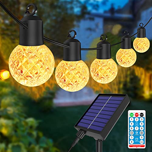 Anmossi Solar LED Lichterkette Außen,15 Meter 25Stk G40 Bruchsicheren Kunststoffbirnen,IP44 Wasserdichte Girlanden Lichter,für Garten,Terrasse,Hochzeiten,Party(Warmweiß) von Anmossi