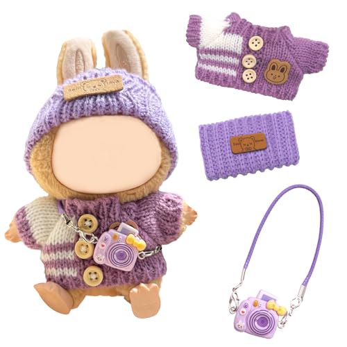 Kleidung Set für 17cm Puppe | Kawaii Monster Puppenkleidung | Cute 15cm Poupée Bekleidung Zubehör | Mini Kuscheltier Kleidung Outfit | Doll Clothing Sets (Ohne Puppe), Lila Stirnband von AnnBully