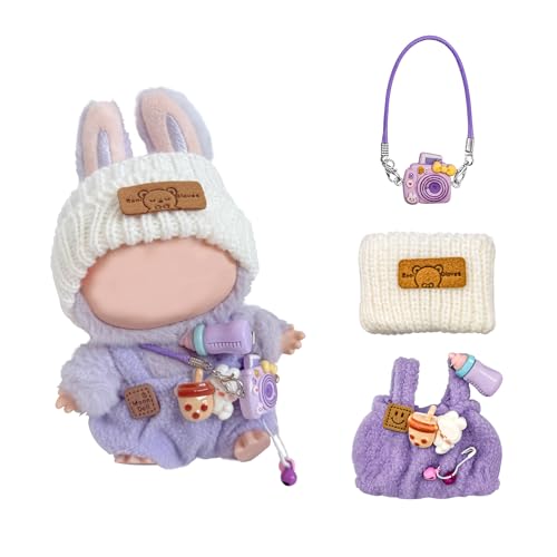 Kleidung Set für 17cm Puppe | Kawaii Monster Puppenkleidung | Cute 15cm Poupée Bekleidung Zubehör | Mini Kuscheltier Kleidung Outfit | Doll Clothing Sets (Ohne Puppe), Lila von AnnBully