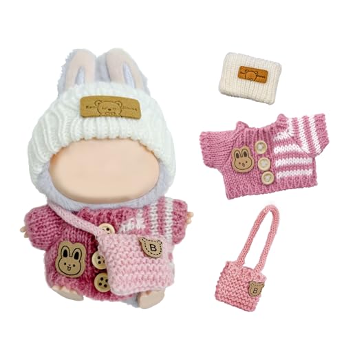 Kleidung Set für 17cm Puppe | Kawaii Monster Puppenkleidung | Cute 15cm Poupée Bekleidung Zubehör | Mini Kuscheltier Kleidung Outfit | Doll Clothing Sets (Ohne Puppe), Rosa von AnnBully