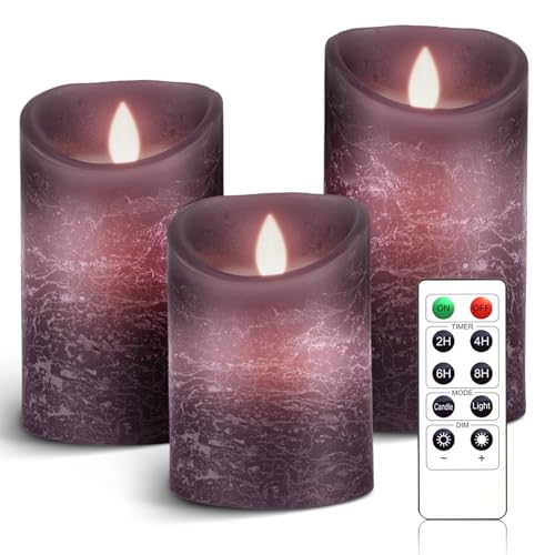 AnnSpa 3 Set Lila LED Kerzen Batteriebetriebene mit Fernbedienung,Flammenlose Echtes Wachs Flackern Moving Wick Flackern Amber Yellow Light Pillar Candles,Unscented Wachs für Geschenk/Dekoration AnnSpa 3 Set Lila LED Kerzen Batteriebetriebene mit Fernbedienung,Flammenlose Echtes Wachs Flackern Moving Wick Flackern Amber Yellow Light Pillar Candles,Unscented Wachs für Geschenk/Dekoration von AnnSpa