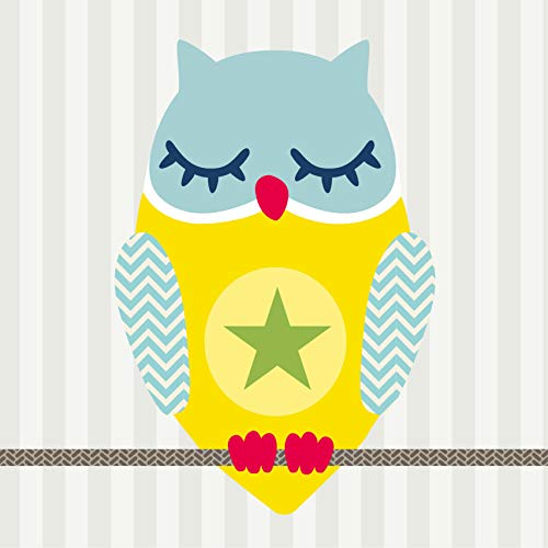 anna wand Bordüre selbstklebend SUMMER OWLS BOYS - Wandbordüre Kinderzimmer/Babyzimmer mit Eulen in bunten Farben - Wandtattoo Schlafzimmer Mädchen & Junge, Wanddeko Baby/Kinder von Anna Wand