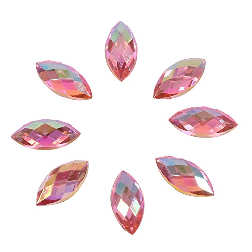 Annadue 7 x 15mm Kristallklares Glas Strasssteine ​​Augenförmige Diamantperlen für Halskette Hochzeitskleid Dekorationen(Light pink) von Annadue