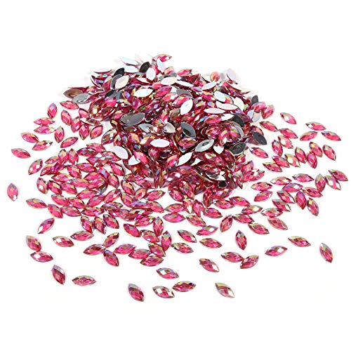 Annadue 7 x 15mm Kristallklares Glas Strasssteine ​​Augenförmige Diamantperlen für Halskette Hochzeitskleid Dekorationen(Rose red) von Annadue