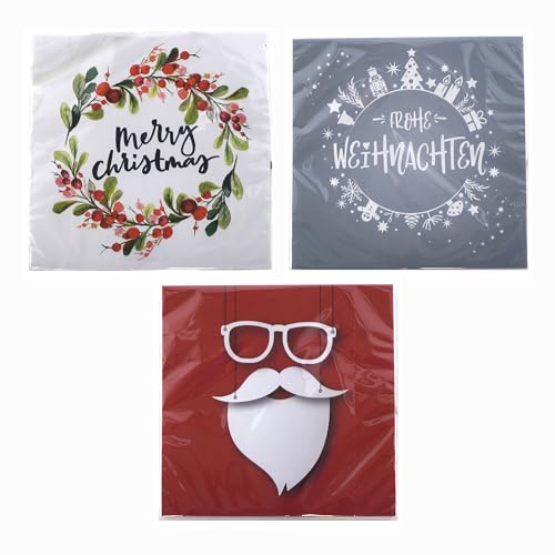 3 x 20er Pack Servietten aus Papier für Weihnachten 33 cm - 3-lagig - Stilvolle Servietten Weihnachten - Witzige Servietten Weihnachten - Papierservietten Set (3 x (20er Set)) von Annastore