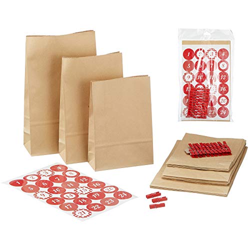 DIY Adventskalender zum Befüllen 72-teilig + 134 Sterne-Sticker zum Kleben - Do it youself Kalender Advent - Papiertüten Weihnachten - Braune Geschenktüten weihnachtlich DIY Adventskalender zum Befüllen 72-teilig + 134 Sterne-Sticker zum Kleben - Do it youself Kalender Advent - Papiertüten Weihnachten - Braune Geschenktüten weihnachtlich von Annastore