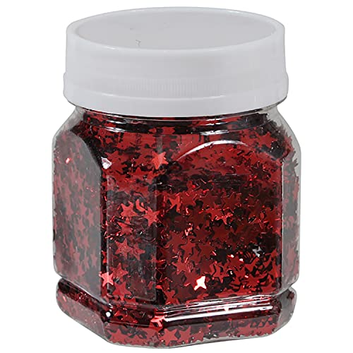 Glittersterne 80g zur Dekoration - Bastelsterne Glitzersterne Weihnachtsdeko - Glitter Farbe Rot von Annastore