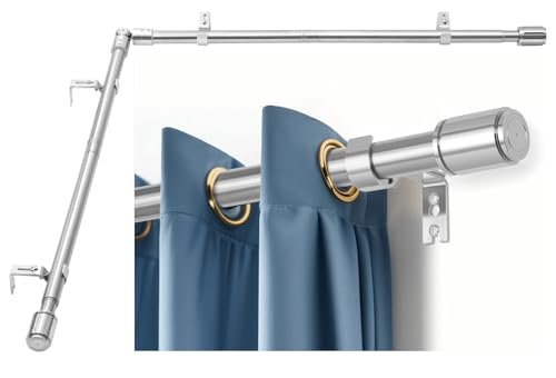 Anndason Robustes 2,5 cm Eckvorhangstangen-Set, 76-190 cm, Eckfenster, L-förmige Gardinenstangen, Eckfenster, Gardinenstangen-Set (Silber) von Anndason
