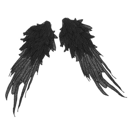 Anneome 1 Paar Engelsflügel Aufnäher für Diy Kleidung Hochwertige Stickerei Patches zur Dekoration und Reparatur Langlebige Applikationen für Viele Textilien Schwarz von Anneome