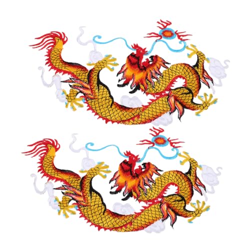 Anneome 1 Paar Traditionelle Chinesische Drachen Patches Eisen Aufgestickte Applikationen für Kleidung Dekorative Aufnäher für Cheongsam und Moderne Outfits von Anneome