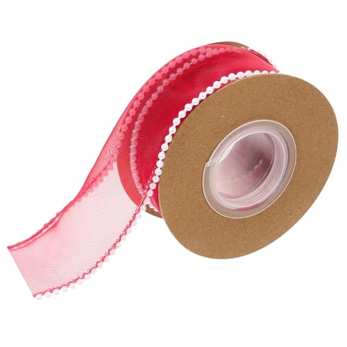 Anneome 1 Rolle Blumenstrauß Verpackungsband Gestaltetes Geschenkband Dekorationen Satinband Band Perle Breit Braut- Trimmen Dekorativ Kranz Hochzeit Für Welle Wellig Rot Polyester von Anneome