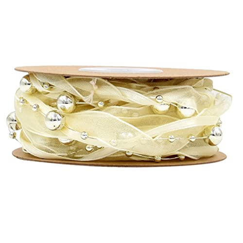 Anneome 1 Rolle Goldene Perlenkette Dekoratives Band Handgewebtes Gartenblumen Verpackungsmaterial für DIY und Dekoration für Hochzeiten Partys und Geschenkpacks von Anneome