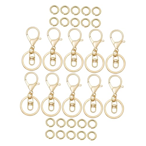 Anneome 1 Satz DIY Schlüsselanhänger mit Goldenen Hummerklammern und Öffnungsringen für Schlüsselhalter und Taschenanhänger Hochwertiger Rostfrei und Langlebig von Anneome