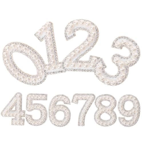 Anneome 1 Satz Digitale Diamantaufkleber buch dekoration book decoration Accessoires für Kleidung zarte Fellflecken Perlennummern-Patches Strasspearl Patch Zahlenapplikation Vlies Weiß von Anneome