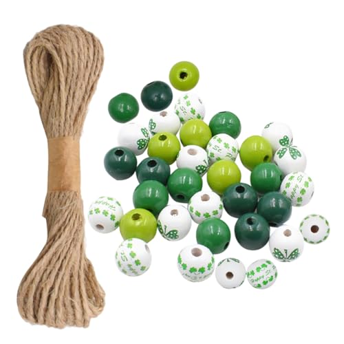 Anneome 1 Satz Diy Holzperlen Set für Patrick's Day Farbige Natürliche Holzperlen für Kreative Bastelprojekte Girlanden und Dekorationen von Anneome